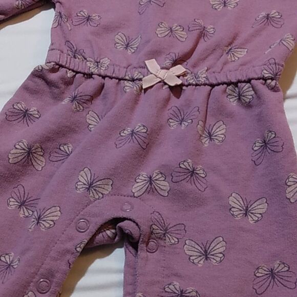 3-6 Months Carter's Girls' Purple Butterfly Romper - Picture 2 of 5